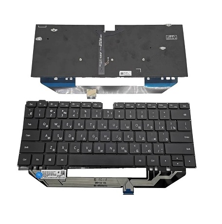 клавиатура для ноутбука huawei matebook x pro mach-w19 черная, плоский enter, с подсветкой