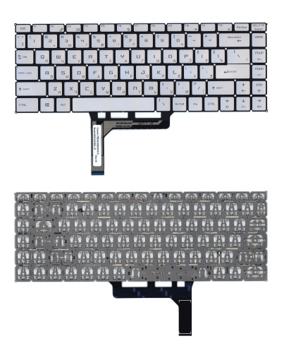 клавиатура для ноутбука msi gs65, gs65vr, gf63 серебристая с подсветкой