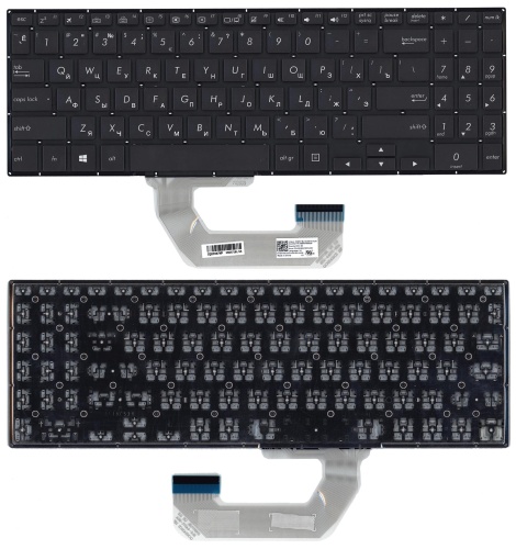 клавиатура для ноутбука asus ux561ud, q535ud черная без рамки, с подсветкой