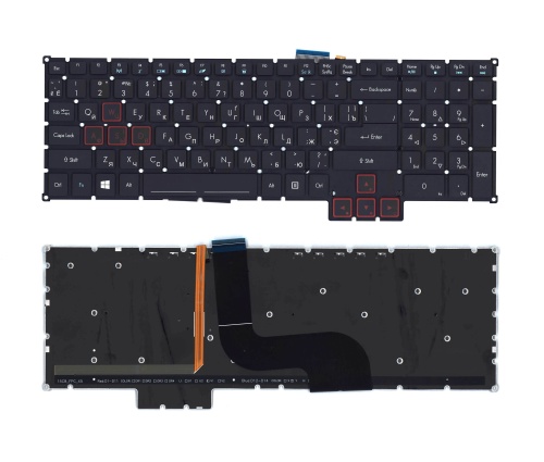 клавиатура для ноутбука acer predator 17, 15, g9-591, 591r, g9-592, 593, g9-791, 792, g9-592, черная с подсветкой