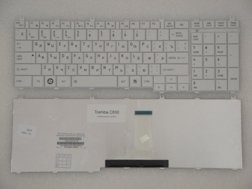 клавиатура для ноутбука toshiba c650, белый