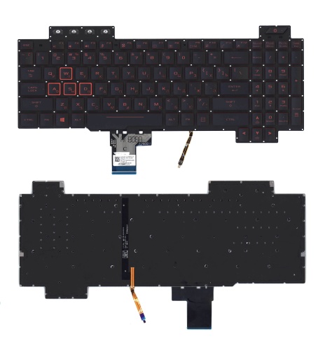 клавиатура для ноутбука asus gaming fx504 черная с красной подсветкой