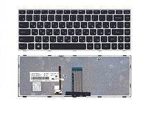 Клавиатура для ноутбука Lenovo Flex 2-14 G40-30 G40-70 черная с серебристой рамкой и подсветкой
