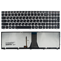 Клавиатура для ноутбука Lenovo G50-30, серебристая, с подсветкой