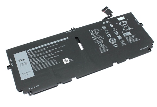 аккумулятор для ноутбука dell xps 13 9300, 9310, 9380, 52wh, 7.6v