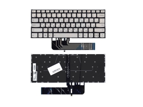 клавиатура для ноутбука lenovo ideapad s530-14arr, серебряная с подсветкой