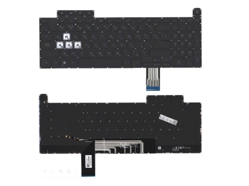 клавиатура для ноутбука asus gaming fa507, fx507, fa707, fx707, черная с подсветкой